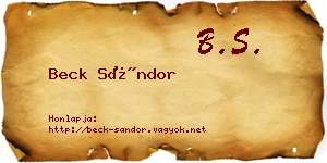 Beck Sándor névjegykártya