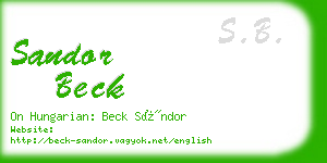 sandor beck business card